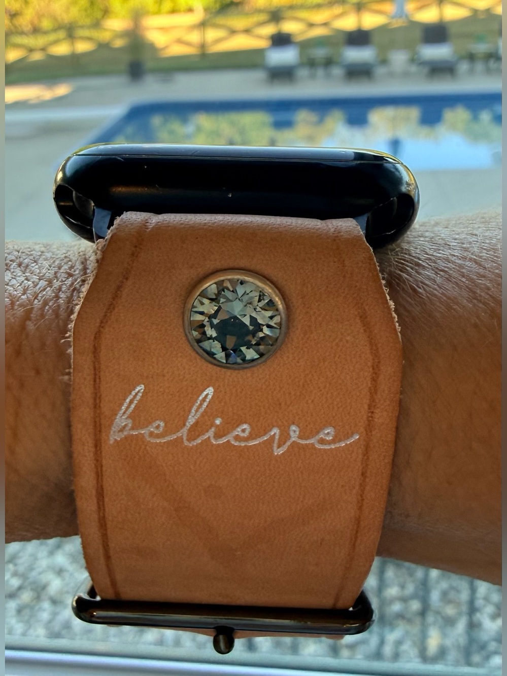 Spark*l Leather 'Believe' Watch Band for Smartwatch - Tan